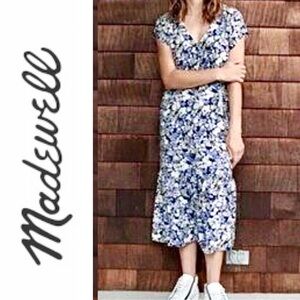 MADEWELL blue floral midi dress